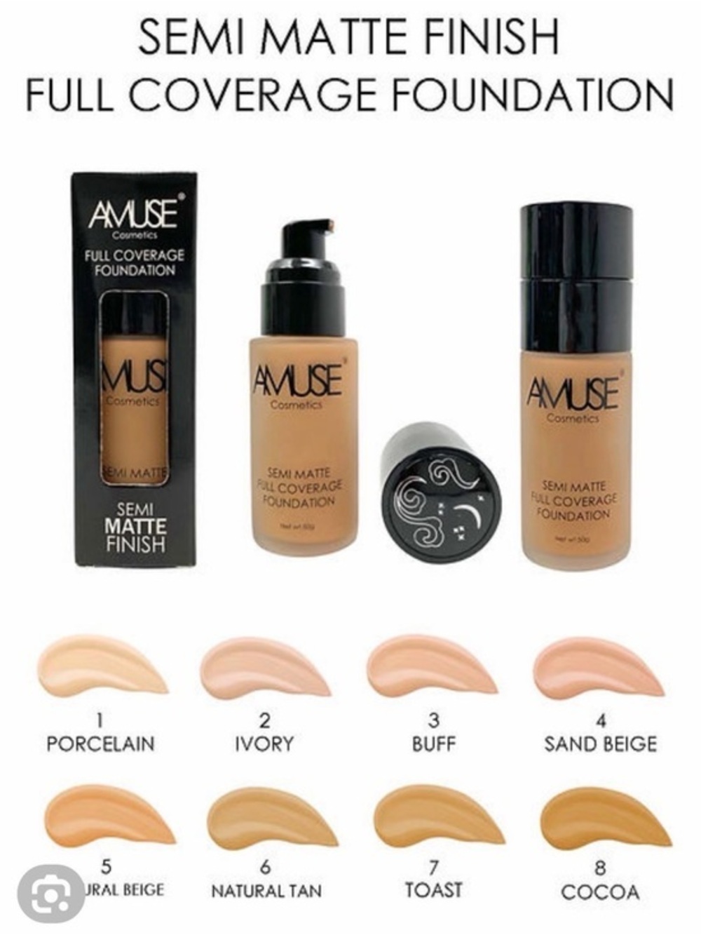 Amuse NATURAL BEIGE Semi Matte Full Coverage Foundation — Sand Beige (Shade 4)